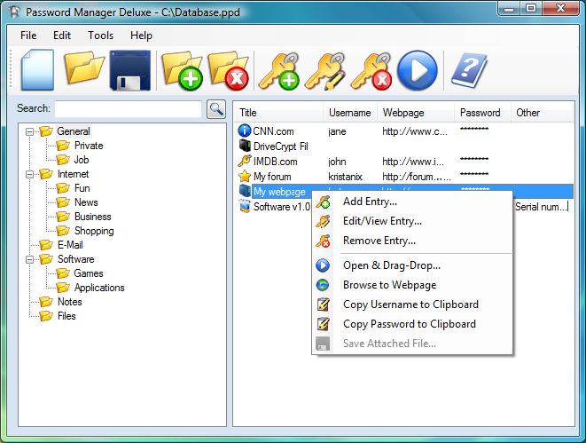 Password Manager Deluxe screen shot